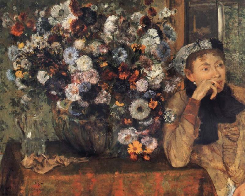 Germain Hilaire Edgard Degas A Woman with Chrysanthemums china oil painting image